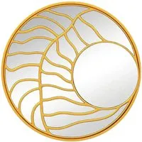 Costway Dekorativer Wandspiegel mit Goldenem Rahmen 80 cm - Gestalten Sie Ihr Zuhause stilvoll mit diesem 80 cm goldenen Wandspiegel. Der unregelmäßige Rahmen verleiht jedem Raum einen modernen Akzent und sorgt für eine helle, einladende Atmosphäre.