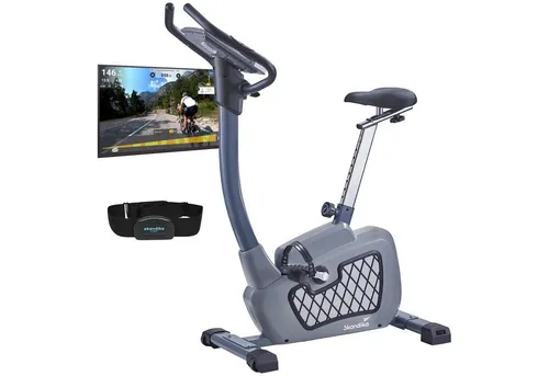 Skandika Wiry Ergometer - 11 kg Schwungmasse, 24 Programme, 32 Widerstandsstufen, Bluetooth & Kinomap App, ideal für effektives Training zu Hause