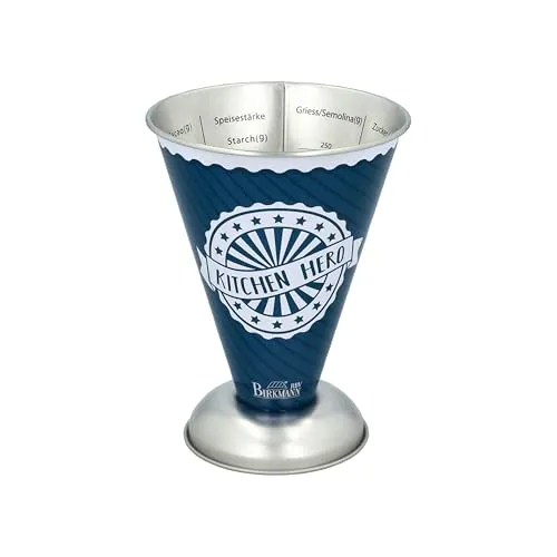 Birkmann, Messbecher, blau, Weißblech, Ø 11 cm, Höhe 14,5 cm
