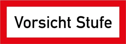 Aufkleber Warnhinweis „Vorsicht Stufe“ Warnung Folie selbstklebend | 21x7,4 cm Made in Germany