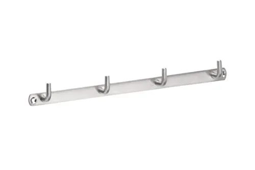 Metafranc Hakenleiste 310 mm - Edelstahl - 4 Haken - Neutrale Optik - Zur Wandmontage - Ideal für Badezimmer oder Küche / Handtuchleiste / Wand-Garderobe / Wandhaken / Handtuchhalter / 262141 Silber