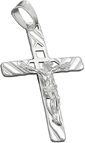 Kettenanhänger Kreuz Jesus 35 x 22 mm Silber 925 Religion Unisex inkl. kleiner Schmuckbox