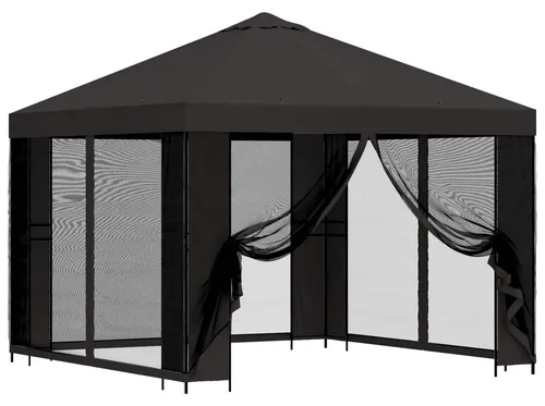 vidaXL Garten Pavillon 3 x 3 m Anthrazit mit Seitenwänden - Vielseitiger Pavillon für Garten und Terrasse, ideal für Sommerpartys oder entspannte Nachmittage. Wetterfester Polyester und stabiler Stahlrahmen sorgen für Langlebigkeit und Komfort im Freien.