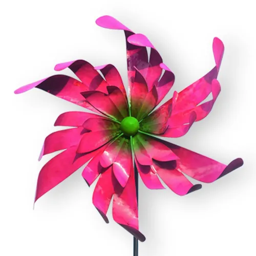 Windrad Garten Metall Metallwindrad Pink Shiny groß Windspiel Gartenstecker