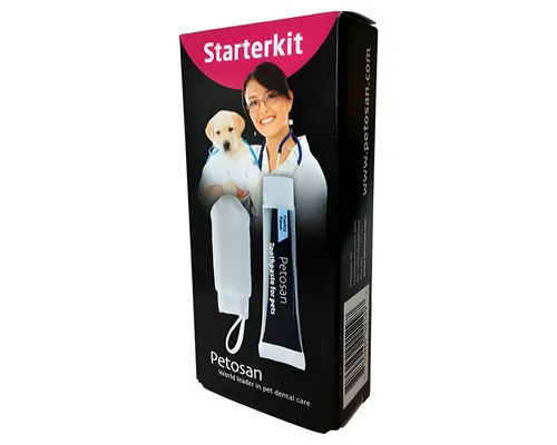 Petosan Tierzahnbürste Starterkit zur Zahnpflege, Fingertuch + Zahnpasta