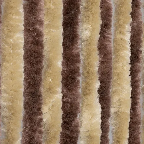 Moritz Flauschvorhang aus Chenille 90 x 200 cm - Brauner Beige Streifen Türvorhang - Praktischer Türvorhang für Wohnwagen und Zuhause, 90 x 200 cm, schützt vor Insekten und eindringender Wärme. Leicht und dekorativ, ideal für Innen- und Außenbereich.