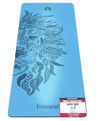 Yosana Yogamatte aus Naturkautschuk | extrem rutschfest | ULTRA GRIP Oberfläche aus ECO PU | extra breit 68cm | inklusive Tragegurt | Yoga matte 183x68cm | 4mm dünn