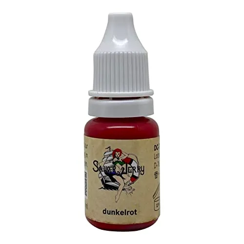 REACH-konforme Sailor Jerry Tattoofarbe Dunkelrot 10 ml. Made in GERMANY und mit Zertifikat, Tätowierfarbe, Tattoo Ink