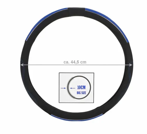 All Ride Lenkradbezug für LKW – Kunstleder Schoner Ø 44-46 cm - Lenkradbezüge für LKW, schützt vor Abnutzung und Schmutz, bietet verbesserten Grip und erhöhten Fahrkomfort mit stilvollem schwarz-blauen Design.