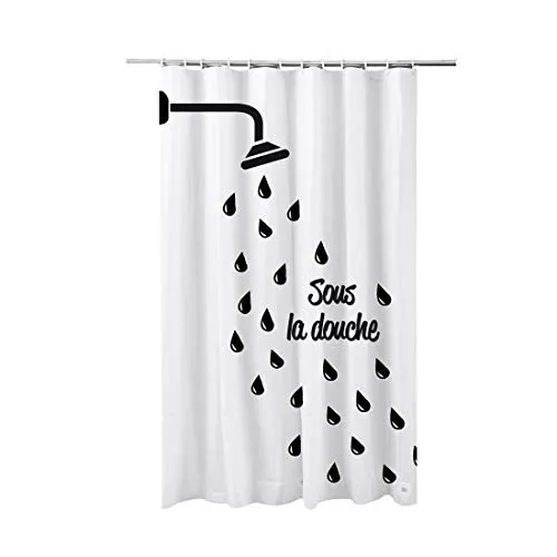 ADOB Textil Duschvorhang Motive UNTER DER DUSCHE, 180 x 200 cm, waschbar, mit Gewichtsband und 12 Duschvorhangringen, 91089