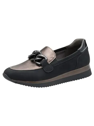 Jana Damen 8-24766-43 Sneaker, Black/Pewter, 36 EU - Damen-Sneaker mit optimaler Passform für breite Füße, aus 100% veganen Materialien und ideal für lässige Freizeit-Looks.