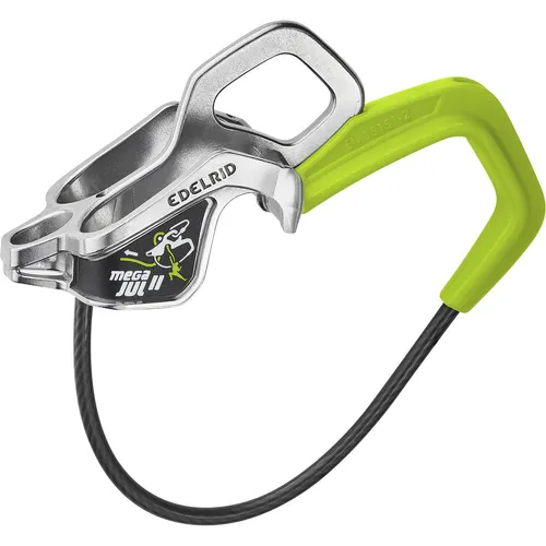 Edelrid Mega Jul II Slate - Vielseitiges Sicherungsgerät - Kletterzubehör mit optimaler Bremswirkung und leichtem Design aus Edelstahl. Ideal für sicheres Sichern und Abseilen, geeignet für Seile von 7,8 bis 10 mm Durchmesser.