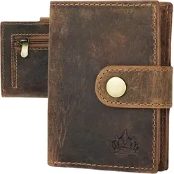 Slim Wallet Geldbeutel Braun mit RFID-Schutz – Mini Lederbörse - MANZA – Hochwertige Ledergeldbörse mit vielen Fächern für Karten und Geld. Integrierter RFID-Blocker sorgt für Sicherheit. Ideal als Geschenk in edler Box.