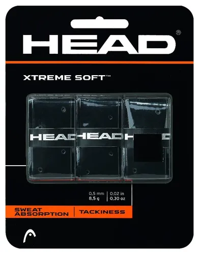 Head Overgrip Xtreme Soft 0.5mm - 3er Pack - Tennissaiten mit supergriffigem Elastomermaterial und extragroßer Perforierung für optimale Rutschfestigkeit und Schweißabsorption. Ideal für Spieler, die ein maximales Griffgefühl wünschen.
