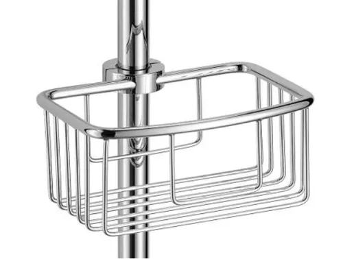 Schwammkorb aus verchromtem Messing für Brausestange - Duschregal aus robustem Messing, verchromt für einen modernen Look, ideal zur praktischen Aufbewahrung von Schwämmen und Seifen in Ihrer Dusche.