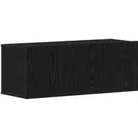 vidaXL Fernsehtisch Schwarze Eiche 80 x 30 x 30 cm - TV-Halterung mit modernem, wandmontierbarem Design für optimalen Platz und eleganten Stauraum für Mediengeräte und Deko. Robuster Holzwerkstoff mit glatter Oberfläche.
