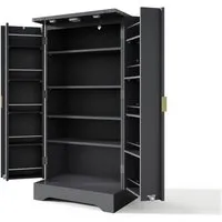 okwish Küchenschrank mit LED Sensorlicht – Verstellbare Regalböden in Schwarz