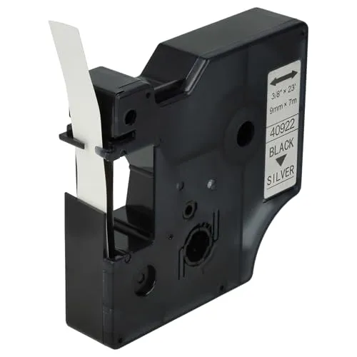 vhbw Schriftband-Kassette Ersatz für Dymo D1, 40922 für Etiketten-Drucker 7m x 9mm Schwarz auf Silber