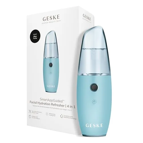 GESKE SmartAppGuided™ Facial Hydration Refresher 4 in 1 - Kosmetikgerät mit Moisturizing Cooling Mist Technology für sofortige Feuchtigkeit und natürlichen Glow, ideal für unterwegs und zur Beruhigung gereizter Haut.