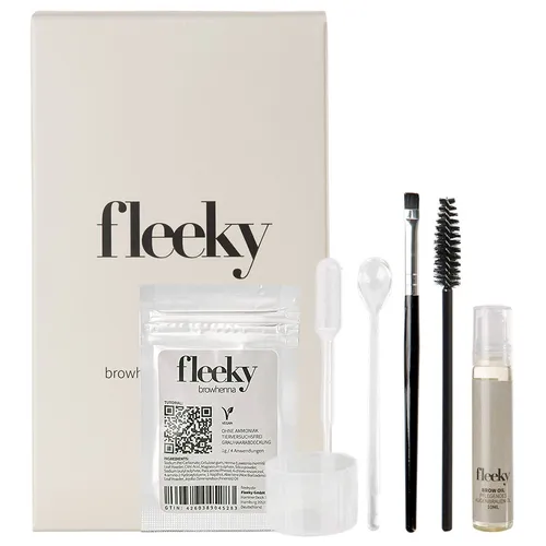 fleeky Browhenna Kit - Augenbrauen Haar- und Hautfärbeset - Für perfekt definierte Augenbrauen! Das vegane Browhenna Kit enthält alles für einen konturierten Look. In 5 Farben erhältlich, hält das Ergebnis bis zu 2 Wochen. Ideal für präzises Färben und einfache Anwendung.