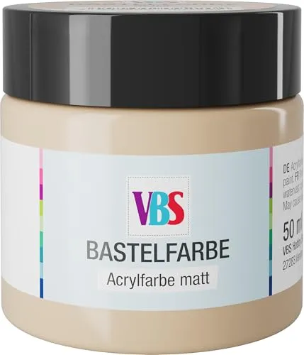 VBS Bastelfarbe 50 ml wasserfest lichtecht geruchsneutral lösungsmittelfrei hochpigmentiert matt Malfarbe Malen Farbe Farben Beige