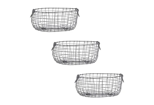 degawo 3er Set Drahtkorb - Oval & Groß - Aufbewahrungsboxen mit Stil: Das 3er Set ovaler Drahtkörbe (38,5 x 32,5 x 16,4 cm) aus verzinktem Eisendraht bietet robuste Ordnung für Küche, Bad oder Garten und überzeugt durch sein modernes Design.