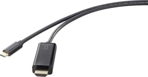 Renkforce USB-C® / HDMI Adapterkabel 3m - USB-Kabel für UHD 4K @ 60 Hz, beidseitig verwendbarer USB-C® Stecker, bietet exzellente Übertragungsqualität dank hochwertigem Kupfer und mehrfacher Abschirmung.