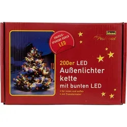 Idena Lichterkette 200 LED bunt 8h Timer 27,9m - Schwarz, mehrfarbig,Idena