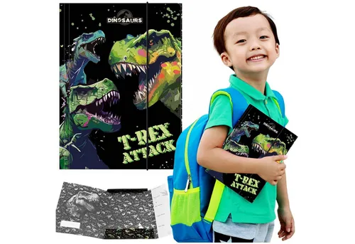 Sarcia.eu Konferenzmappe Dinosaurier Schulmappe mit Gummizug A4 für Jungen