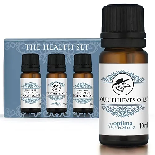Ätherische Öle Set Der Gesundheit Optima Natura, Vier Diebe Öl, Lavendel, Eukalyptus, 100% Naturrein Duftöle 3x10ml
