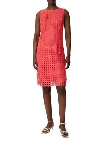 comma Tailliertes Spitzenkleid Koralle 34 - Elegantes Damenkleid aus feiner Spitze mit blickdichtem Futter, ideal für festliche Anlässe und besondere Momente.