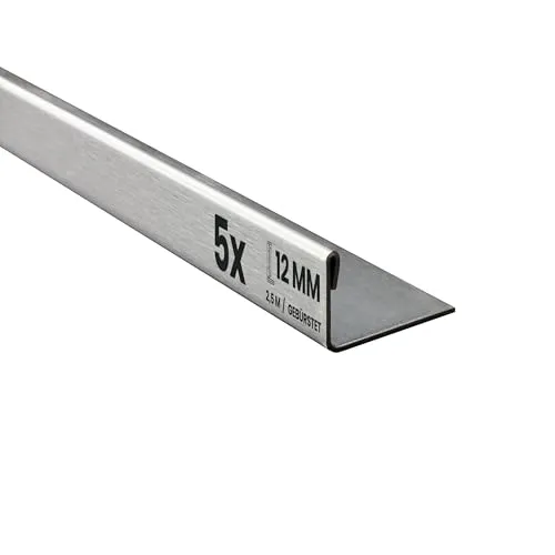5x L-Profil Edelstahlschiene Fliesenschiene Fliesenprofil L250cm 12mm gebürstet