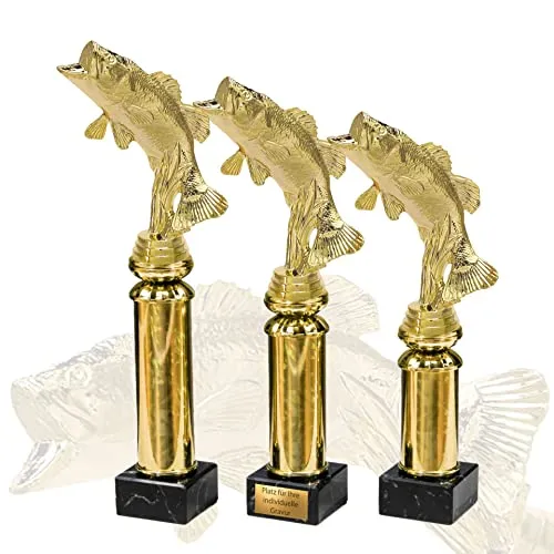 eberin · Angler Pokal · Angeln Pokal · Fisch Gold · Raubfisch · Angelurlaub · Angelverein · Ehrenpreis · Pokal · Trophäe · Award · mit Wunschgravur in 3 Größen