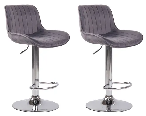 furnicato Barhocker 2er Set Lentini Samt dunkelgrau