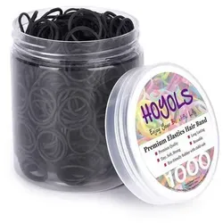 HOYOLS 1/2 Zoll Kleine schwarze Gummibänder - Praktische elastische Haargummis für alle Haartypen. Hält Frisuren zuverlässig und ist sanft zum Haar. Kommt in einem praktischen Behälter mit 1000 Stück für den täglichen Einsatz.
