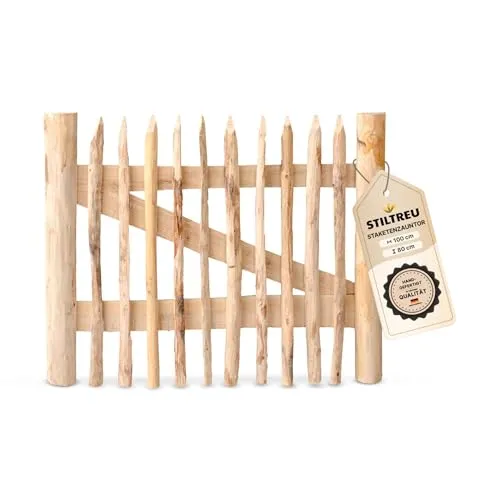 STILTREU® Edelkastanie Staketenzaun-Tor 100 cm x 80 cm von STILTREU
