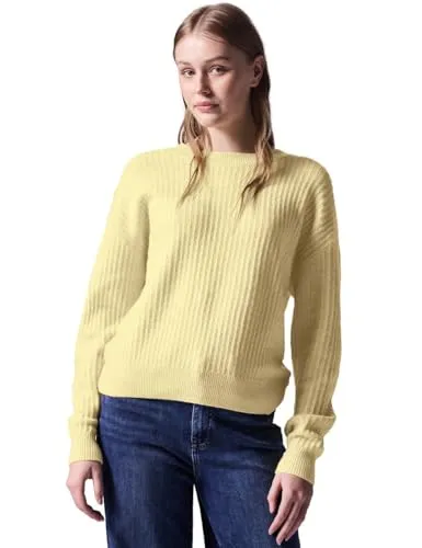 Street One Studio Damen F303112 Sweater - Struktur, Bond Yellow Mel. 34 EU - Pullover für Damen mit Rundhalsausschnitt, Langarm und stylishem Strukturmuster, ideal für einen modernen Look und hohen Tragekomfort dank Materialmix mit Stretchanteil.