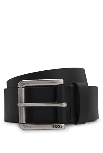 BOSS Men's Joris_Sz40 Belt, Black1, 110 - Herren-Gürtel aus hochwertigem Glattleder, 4,0 cm breit, mit Logo-Gravur auf dem Verschluss für einen eleganten Look.