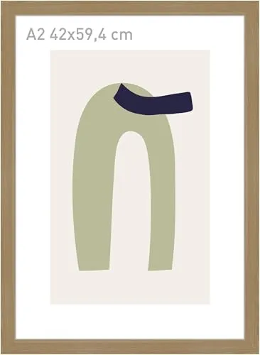 accent by nielsen Bilderrahmen, 42 x 59,4 cm (A2), Holz, Eiche, Posterrahmen zum Aufhängen im Hoch- & Querformat, Echtglas, Velino
