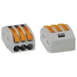 WAGO 222-413 - 3-fach Verbindungsdosenklemme für flexible Leiter, werkzeuglose Montage für Leiter bis 4,0mm²