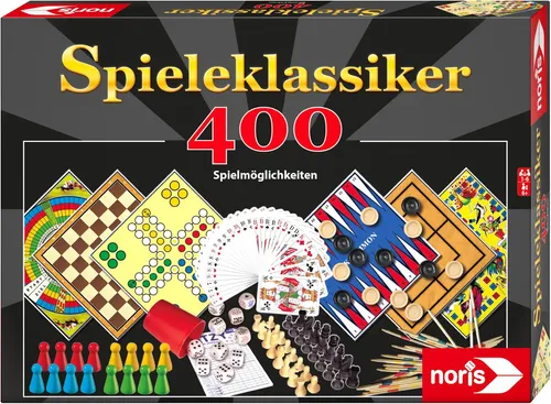 NORIS 606111688 Spieleklassiker - 400 Spielmöglichkeiten - Gesellschaftsspiele mit 400 Spielmöglichkeiten für unvergessliche Spieleabende mit Familie und Freunden.
