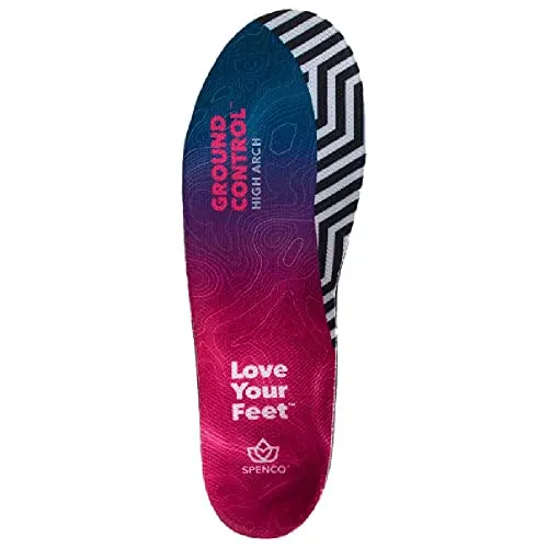 Spenco Ground Control High Arch Insole – Hohe Fußgewölbeunterstützung mit getrennter Ferse | Energie-Rückgabepolster | Reduziert Überpronation | Ideal für Aktive – 1 Paar – EU Größe 44-46