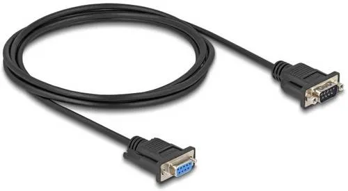 Delock Seriell Anschlusskabel [1x D-SUB-Stecker 9pol. - 1x D-SUB-Buchse 9pol.] 2m Schwarz