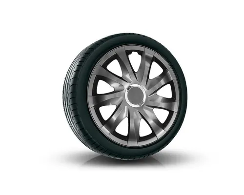 Radzierblende Drift Graphite 14 Zoll 4er Set - Radkappen aus schlagfestem ABS-Kunststoff, werkzeuglose Befestigung für einfache Montage, perfekter Schutz und stilvolles Design für Ihr Fahrzeug.