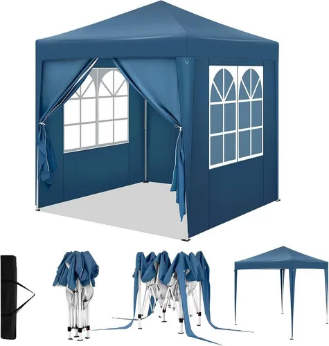 Woltu Faltpavillon 2x2 m mit Seitenwänden in blau von WOLTU
