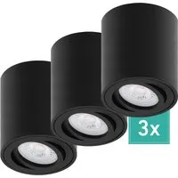 Oktaplex 3er Set Alu Aufbauspot Lile M Schwenkbar inkl. LED-Module Warmweiß 3000K 230V Schwarz