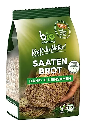 biozentrale Backmischung Saatenbrot Hanf & Leinsamen | 500 g Bio | schnell & einfach zuzubereiten | ballaststoffreich, Proteinquelle | ohne Mehl & ohne Hefe