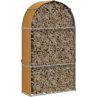 vidaXL Kaminholzunterstand Hellbraun 120x45x210 cm aus verzinktem Stahl - Aschesauger – Robuster Kaminholzhalter aus verzinktem Stahl, ideal für die sichere und belüftete Lagerung deines Brennholzes im Garten.