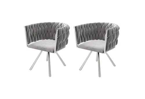 HAUSS SPOLE Esszimmerstuhl 2er set, Drehstuhl mit vier Stützbeinen aus Metall, Grau Samt (Polsterstuhl, Wohnzimmerstuhl, Küchenstuhl, Drehstuhl, 2 St), mit vier Stützbeinen aus Metall