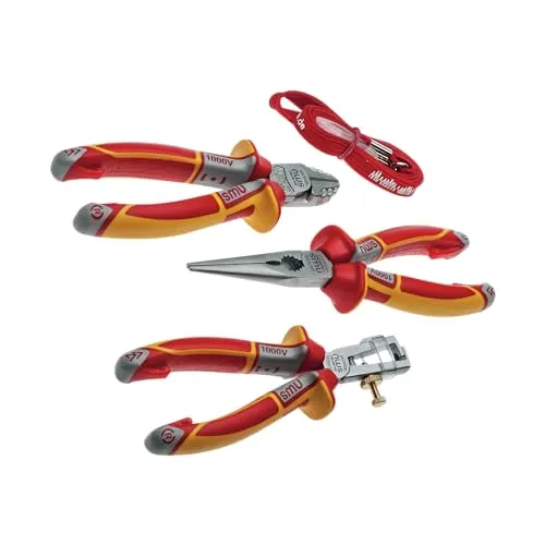 Kombinierter Werkzeugsatz VDE 3-tlg. | Bestückt mit Qualitätswerkzeugen | Seitenschneider VDE 160 mm | Telefonzange VDE 205 mm | Abisolierzange VDE 160 mm | Art. Nr. 776